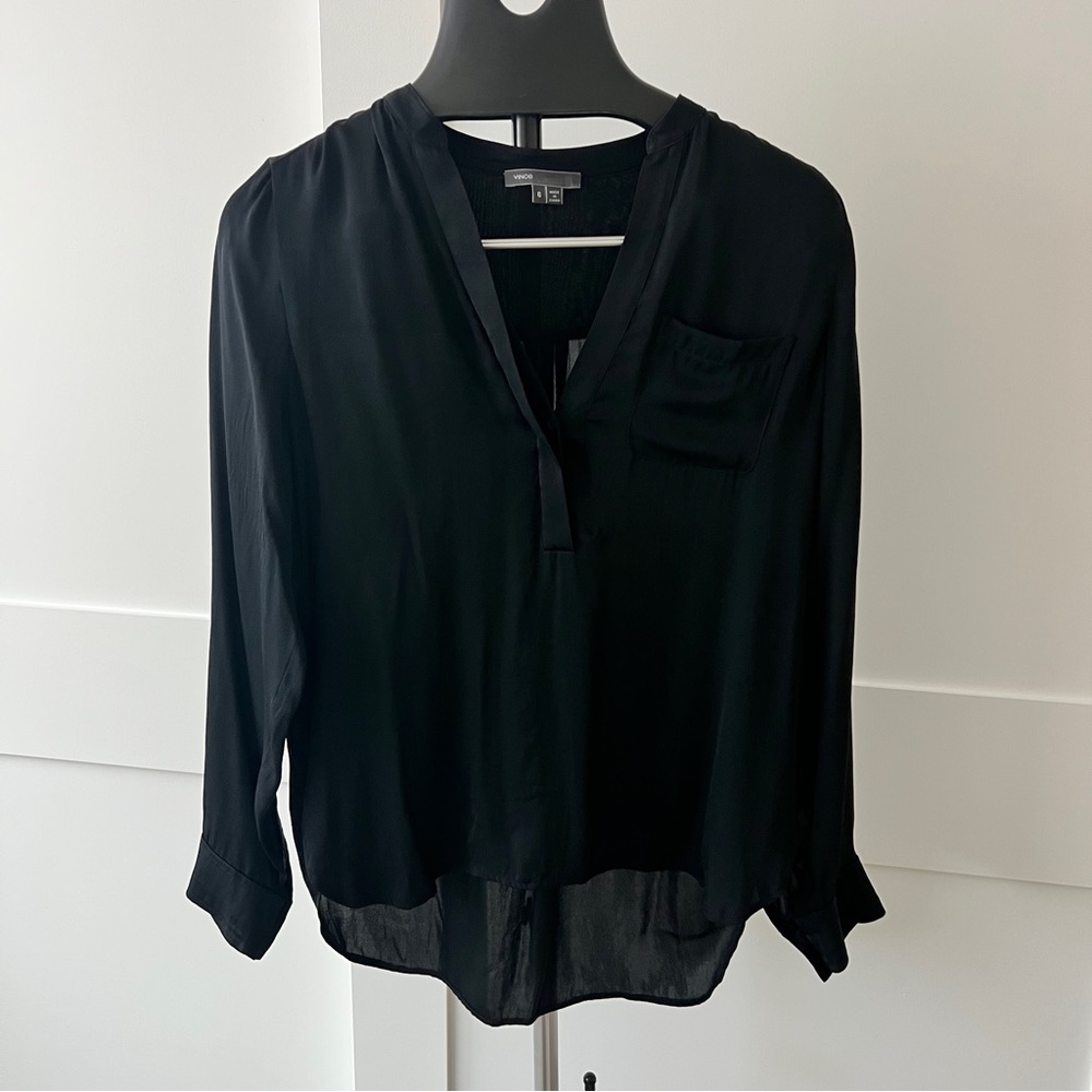 Vince black silk blouse